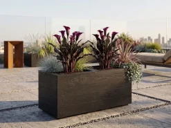 Donica Betonique na kółkach deska recykling antracyt H39X78 cm * HowHomely Sale