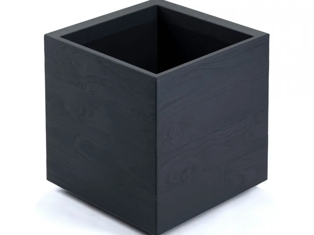 Donica Betonique na kółkach deska recykling antracyt 40x40xh40 cm * HowHomely