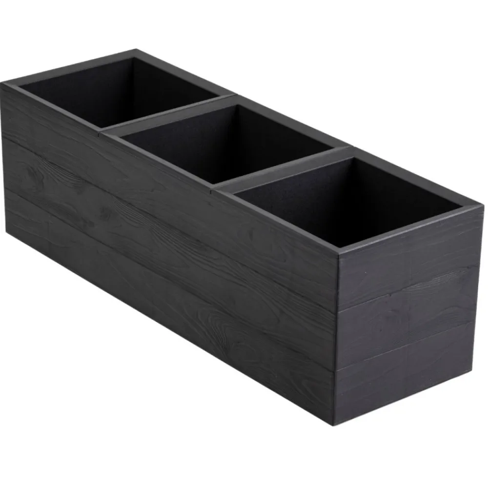 Donica Betonique na kółkach deska recykling czarny 90x30xh30 cm * HowHomely Sale