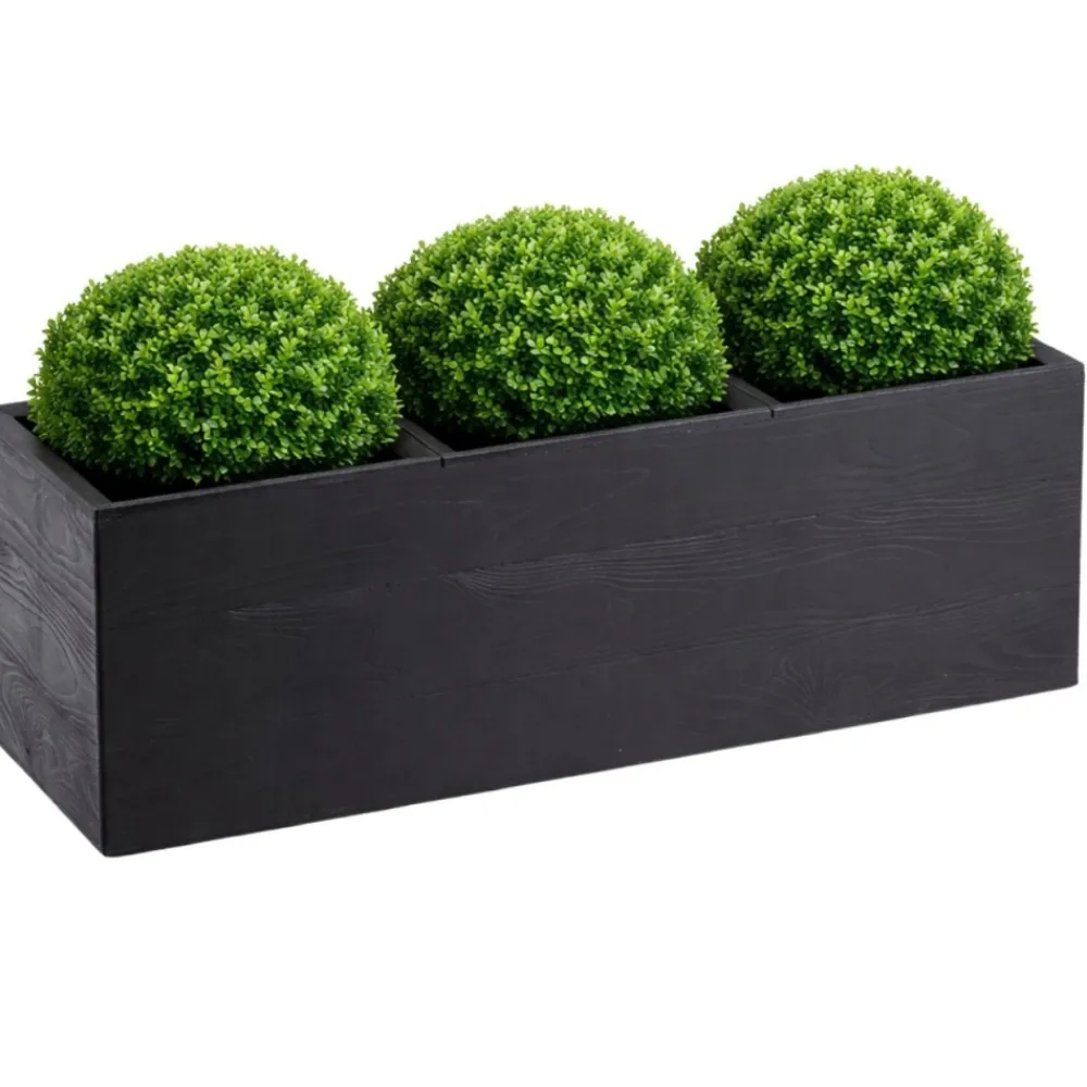 Donica Betonique na kółkach deska recykling czarny 90x30xh30 cm * HowHomely Sale