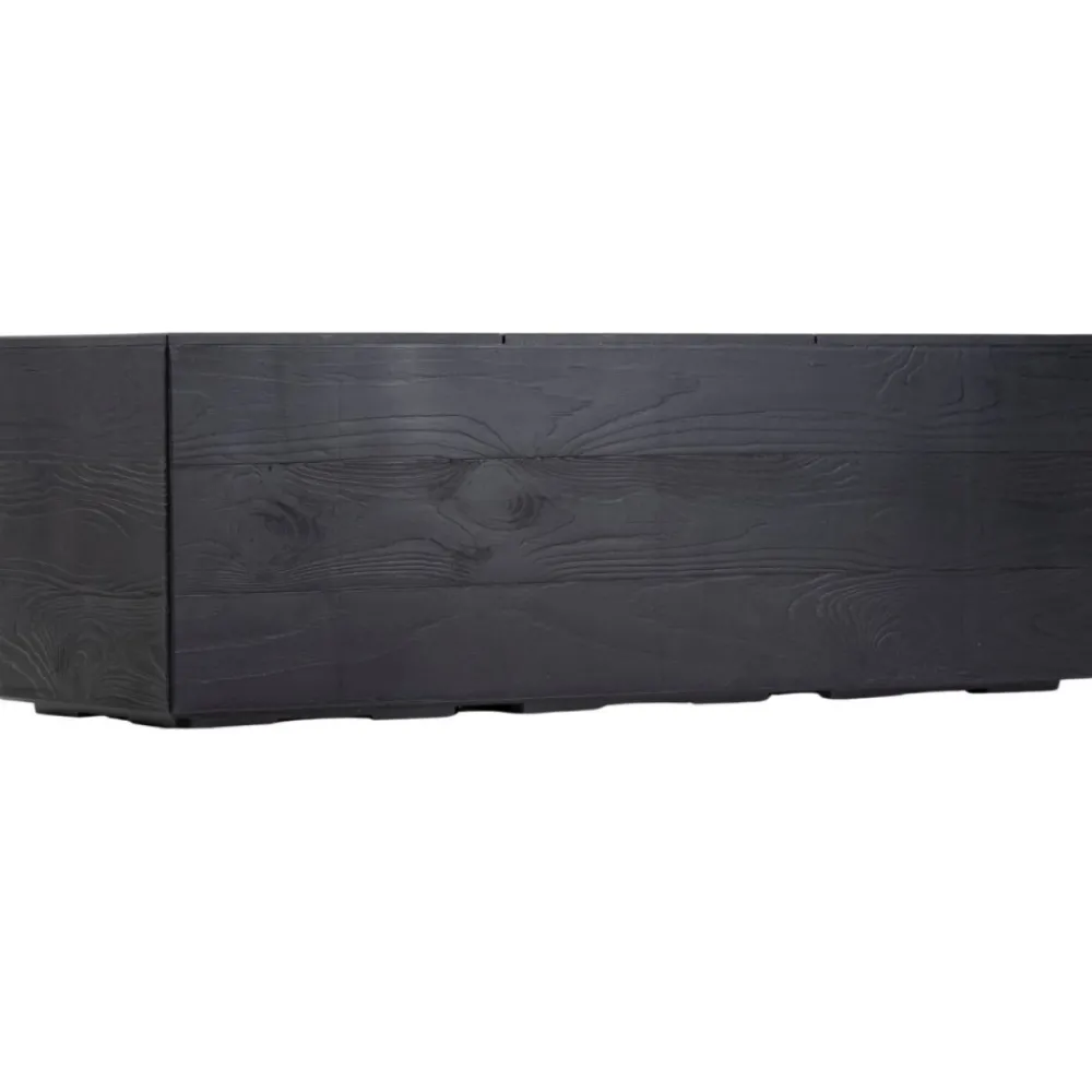 Donica Betonique na kółkach deska recykling czarny 90x30xh30 cm * HowHomely Sale