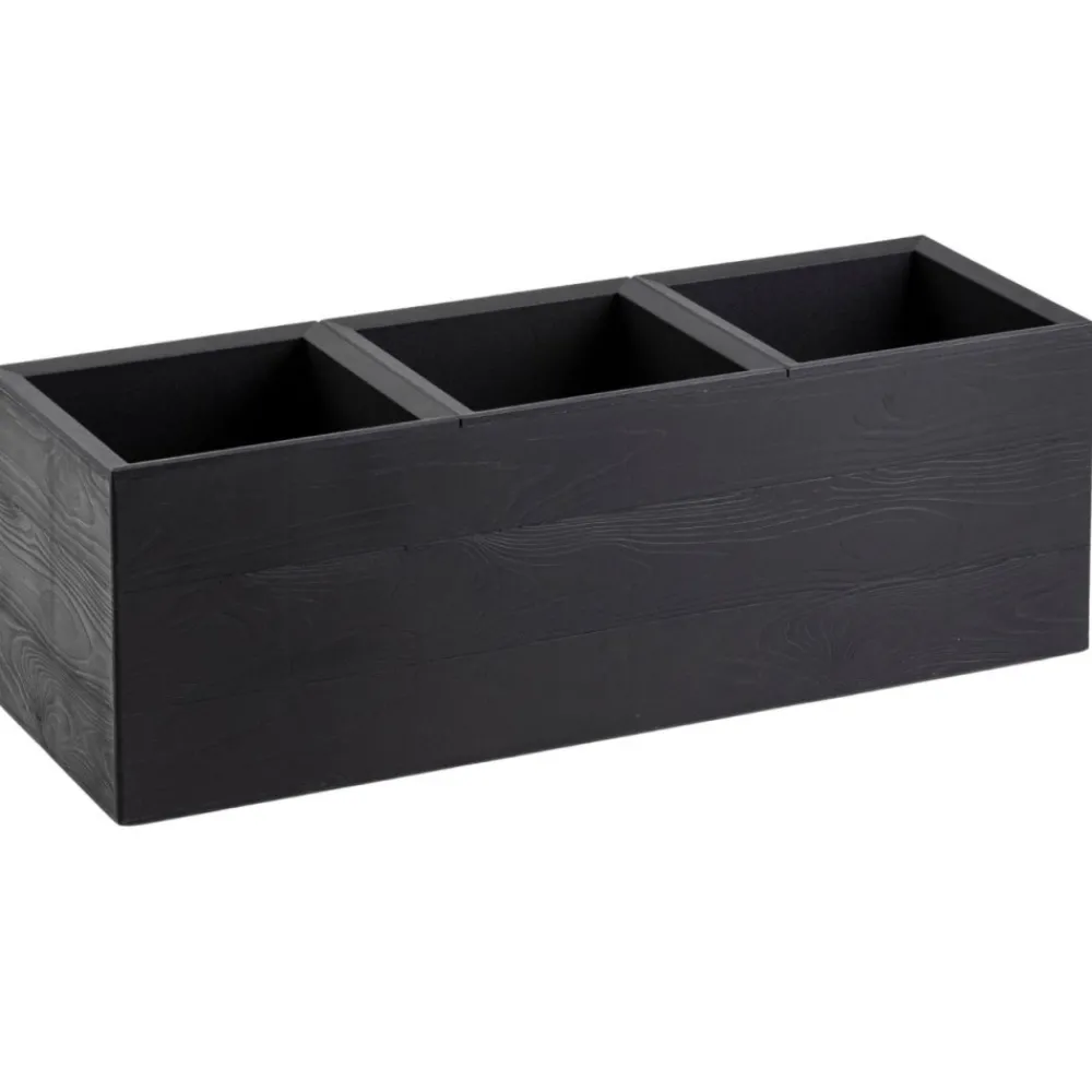 Donica Betonique na kółkach deska recykling czarny 90x30xh30 cm * HowHomely Sale