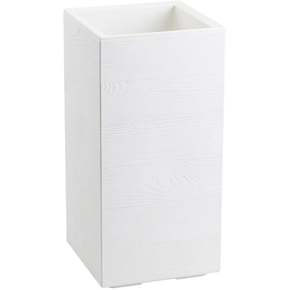 Donica Betonique na kółkach deska recykling kremowy 30x30xh60 cm * HowHomely Hot