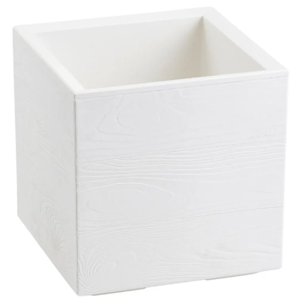 Donica Betonique na kółkach deska recykling kremowy 30x30xh30 cm * HowHomely