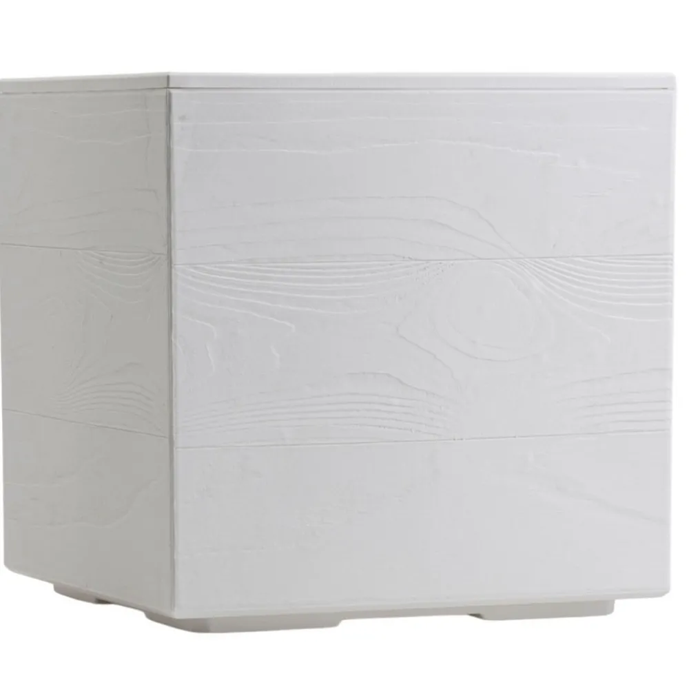Donica Betonique na kółkach deska recykling kremowy 30x30xh30 cm * HowHomely
