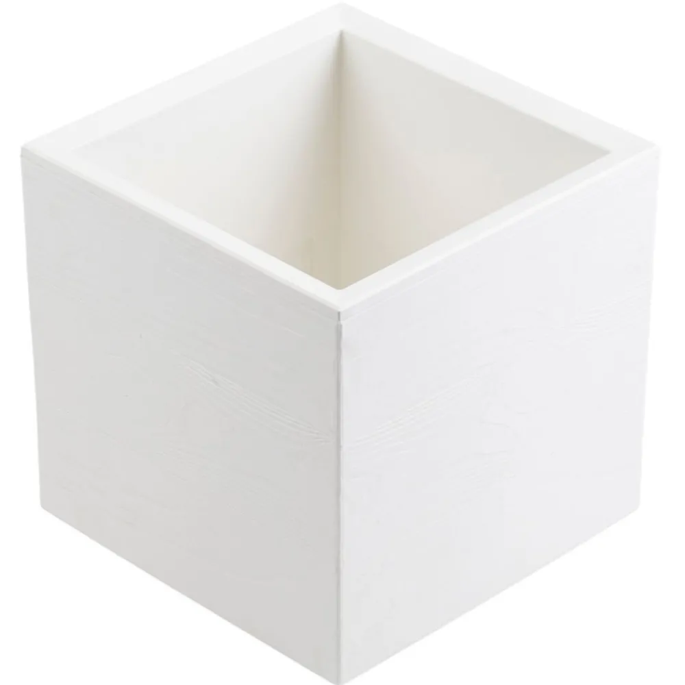 Donica Betonique na kółkach deska recykling kremowy 30x30xh30 cm * HowHomely