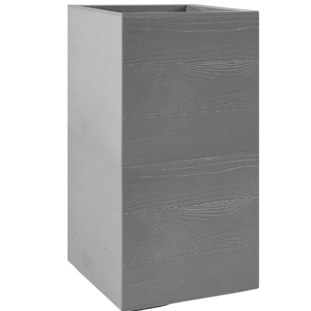 Donica Betonique na kółkach deska recykling szara 30x30xh60 cm * HowHomely Online