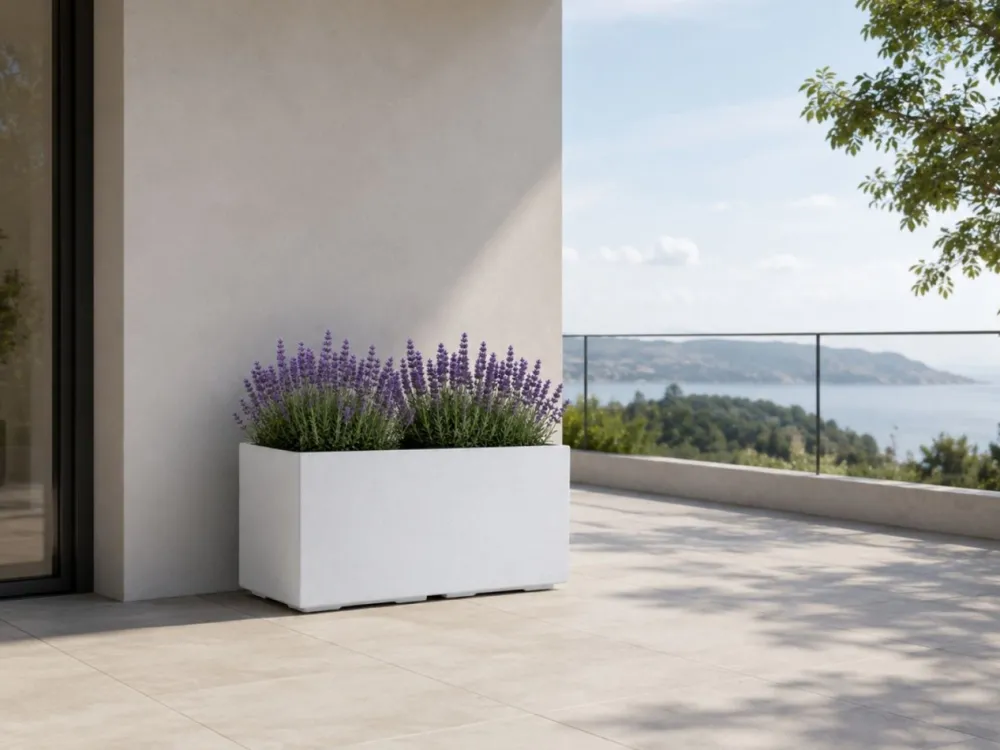 Donica Betonique na kółkach recykling beton kremowy H39X78 cm * HowHomely Discount