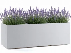 Donica Betonique na kółkach recykling beton kremowy 90x30xh30 cm * HowHomely Best