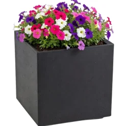 Donica Betonique na kółkach recykling czarny 40x40xh40 cm * HowHomely Online
