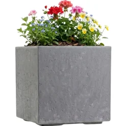 Donica Betonique na kółkach szary beton 30x30xh30 cm * HowHomely