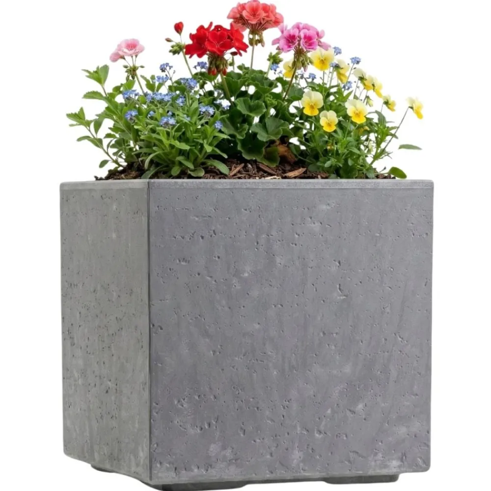 Donica Betonique na kółkach szary beton 30x30xh30 cm * HowHomely