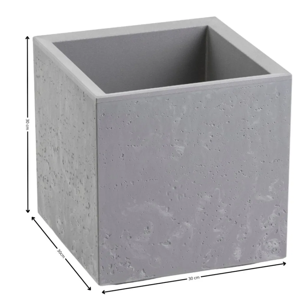Donica Betonique na kółkach szary beton 30x30xh30 cm * HowHomely