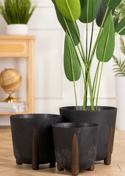 Donica Moss recykling czarny beton 30xh28,5 cm * HowHomely Outlet