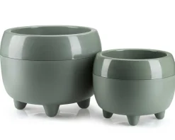 Donica na nóżkach botanica szarozielona 23xh18 cm * HowHomely Sale