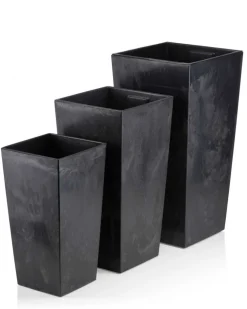 Donica Porto Czarny Beton h46x25x25 cm * HowHomely Clearance