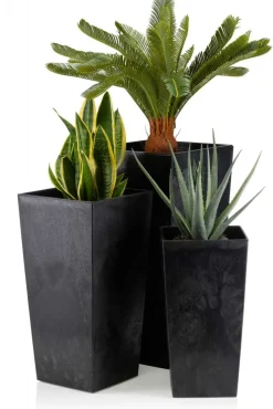 Donica Porto Czarny Beton h46x25x25 cm * HowHomely Clearance