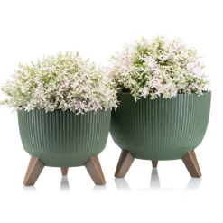 Donica Rosa linea ECO wood zielona 24xh15 cm * HowHomely