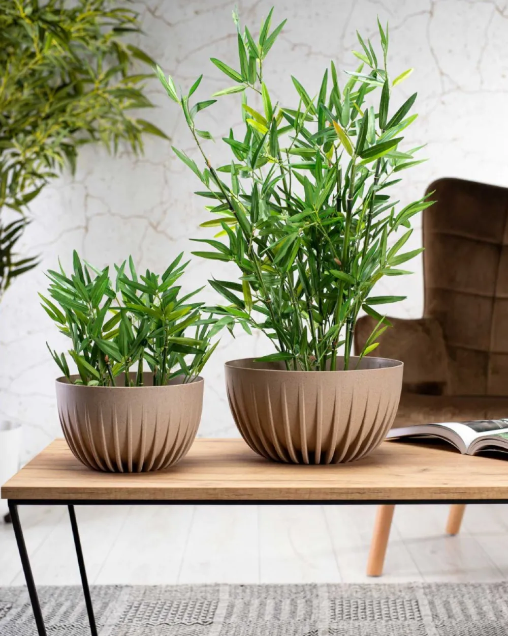 Donica Stripped ECO coffee latte 24xh14 cm * HowHomely
