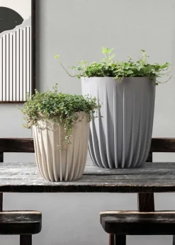 Donica Stripped ECO recykling biała 39xh46 cm * HowHomely Outlet