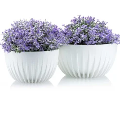 Donica Stripped ECO recykling biała 24xh14 cm * HowHomely Clearance
