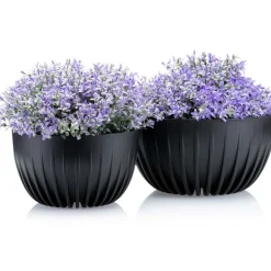 Donica Stripped ECO recykling czarna 30xh16 cm * HowHomely