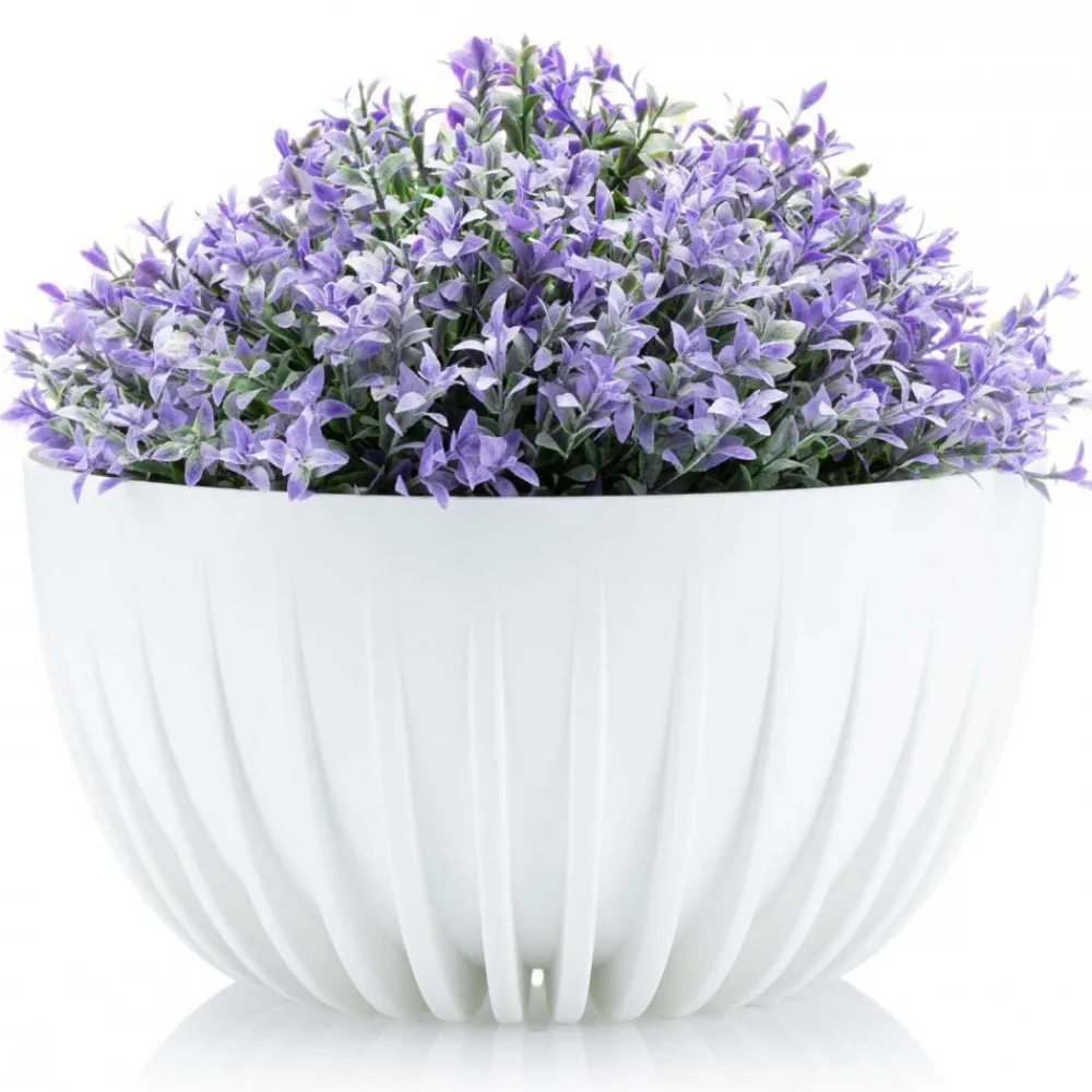 Donica Stripped ECO recykling biała 30xh16 cm * HowHomely Outlet