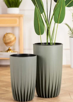 Donica Stripped Wysoka recykling szarozielona 25xh42 cm * HowHomely New