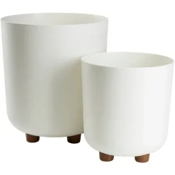 Donica TERRA na nóżkach recykling kremowa h21x19,3 cm * HowHomely Outlet
