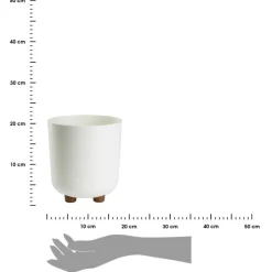 Donica TERRA na nóżkach recykling kremowa h21x19,3 cm * HowHomely Outlet