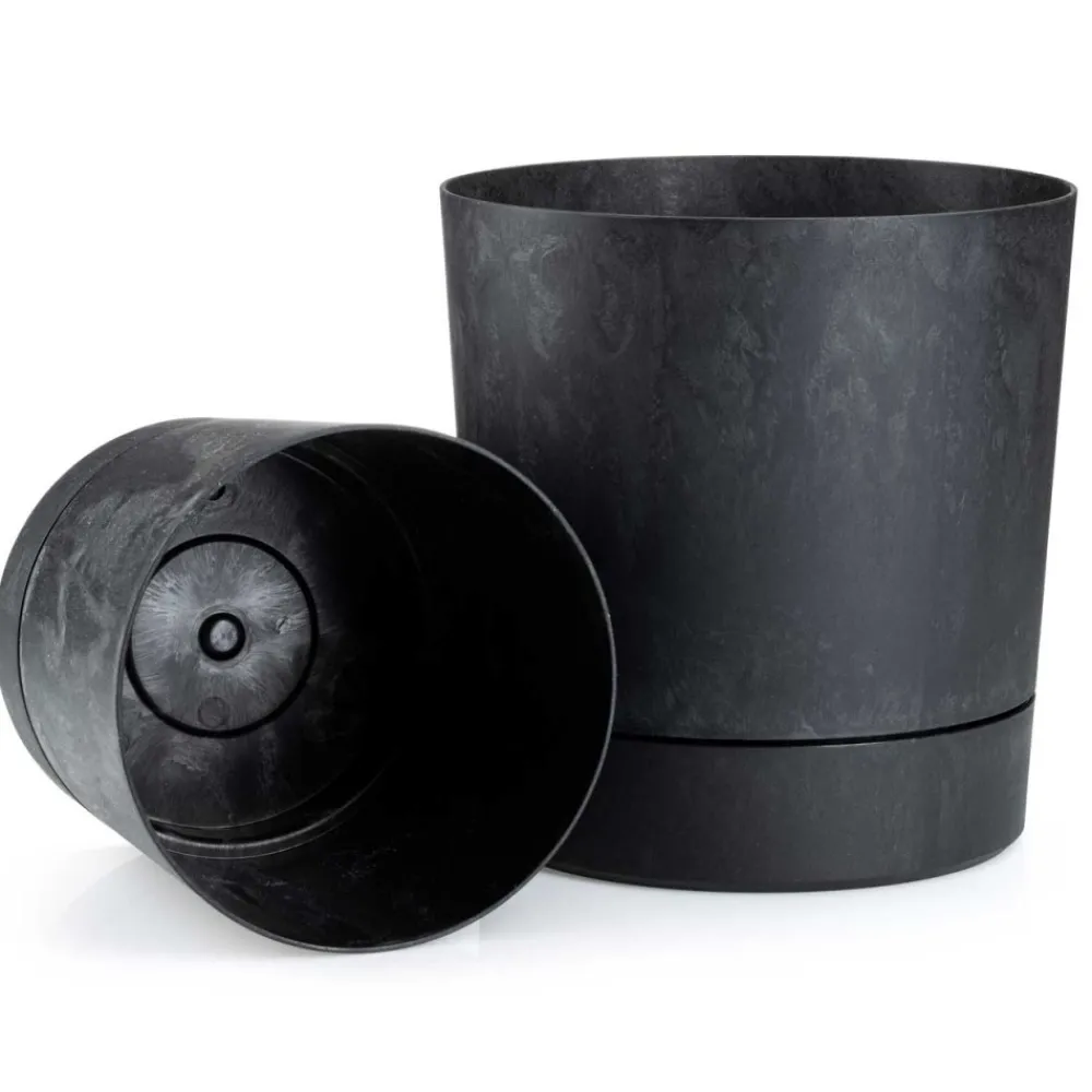 Donica z podstawką Azalea recykling czarny beton 22 cm * HowHomely