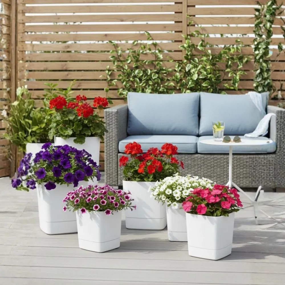 Donica z podstawką CUBI recykling kremowa 16x16 cm * HowHomely Discount