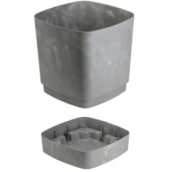 Donica z podstawką CUBI recykling szary beton 25x25 cm * HowHomely Clearance