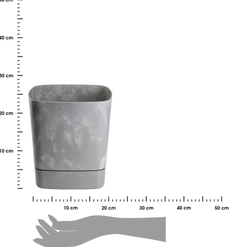 Donica z podstawką CUBI recykling szary beton 25x25 cm * HowHomely Clearance