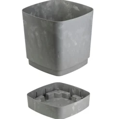 Donica z podstawką CUBI recykling szary beton 19x19 cm * HowHomely Best