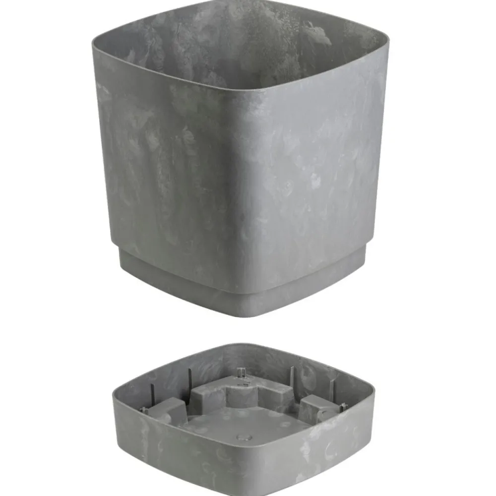 Donica z podstawką CUBI recykling szary beton 19x19 cm * HowHomely Best