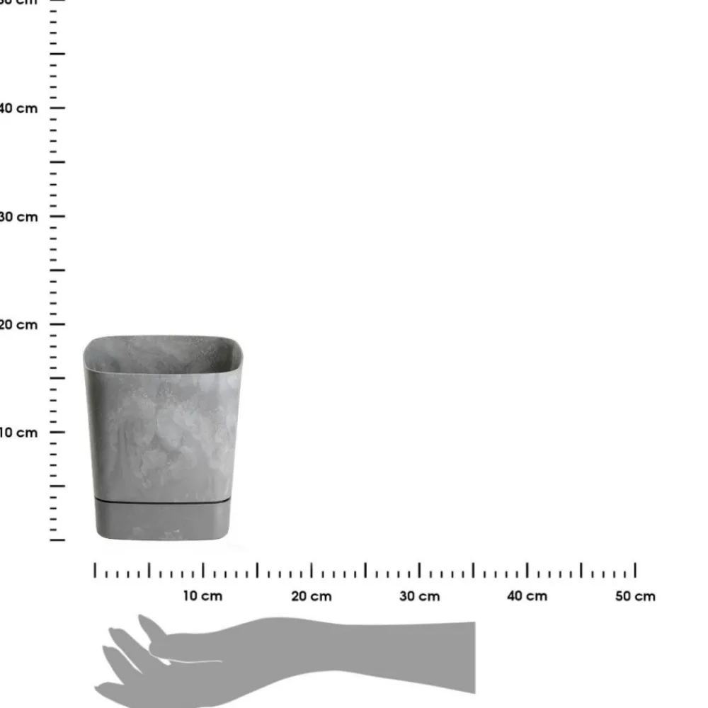 Donica z podstawką CUBI recykling szary beton 19x19 cm * HowHomely Best
