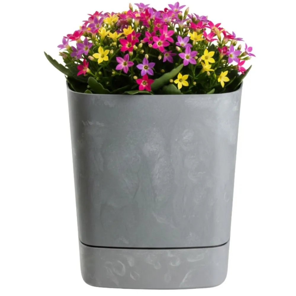 Donica z podstawką CUBI recykling szary beton 19x19 cm * HowHomely Best