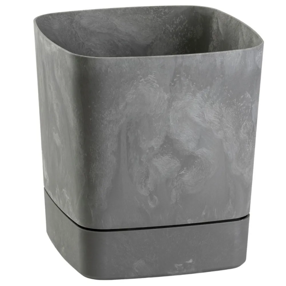 Donica z podstawką CUBI recykling szary beton 19x19 cm * HowHomely Best