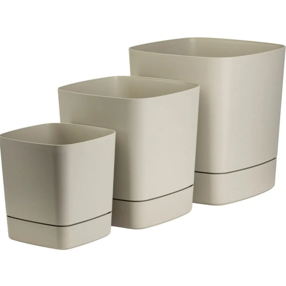 Donica z podstawką CUBI recykling beż 16x16 cm * HowHomely Outlet