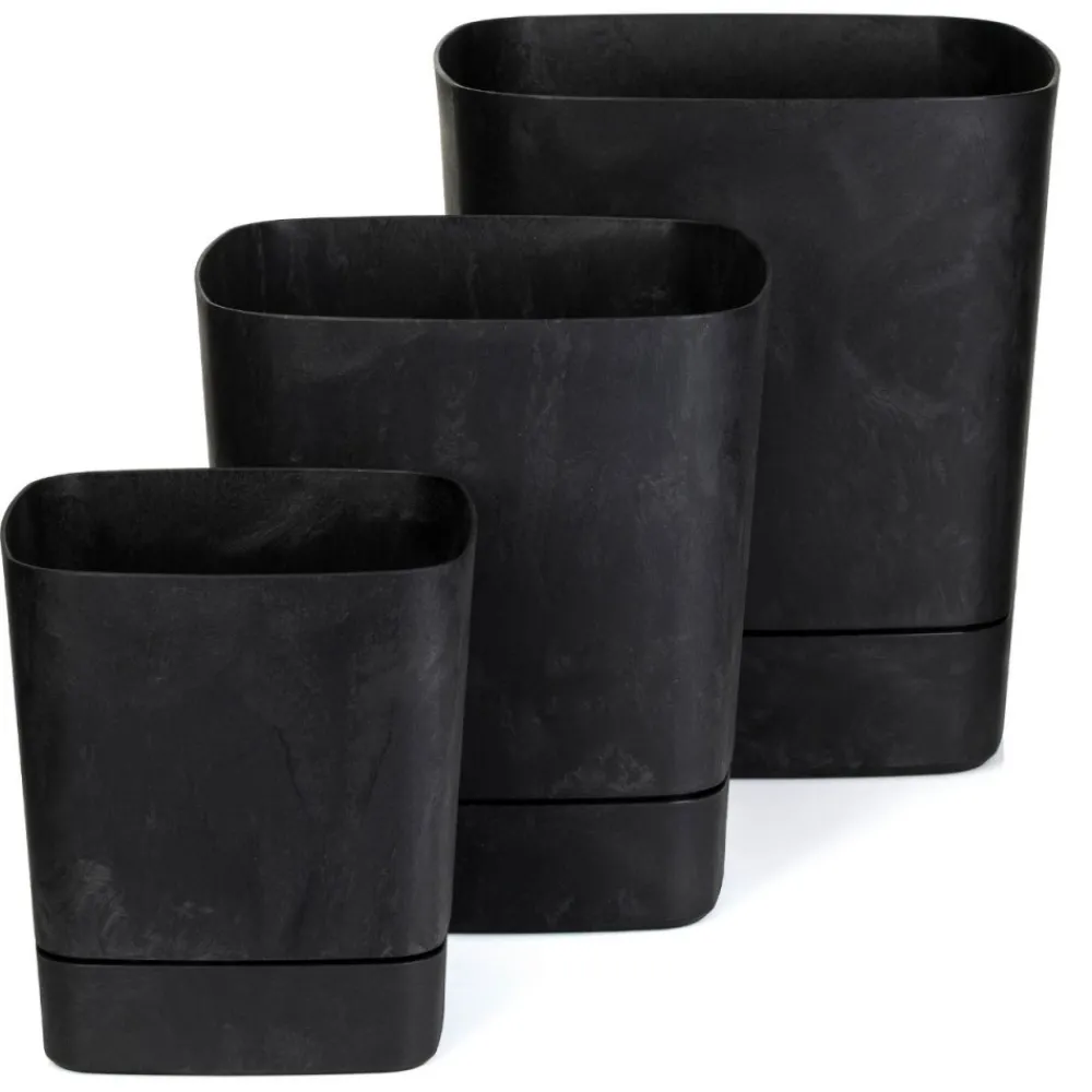 Donica z podstawką CUBI recykling czarny beton 19x19 cm * HowHomely Best