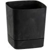 Donica z podstawką CUBI recykling czarny beton 16x16 cm * HowHomely Sale