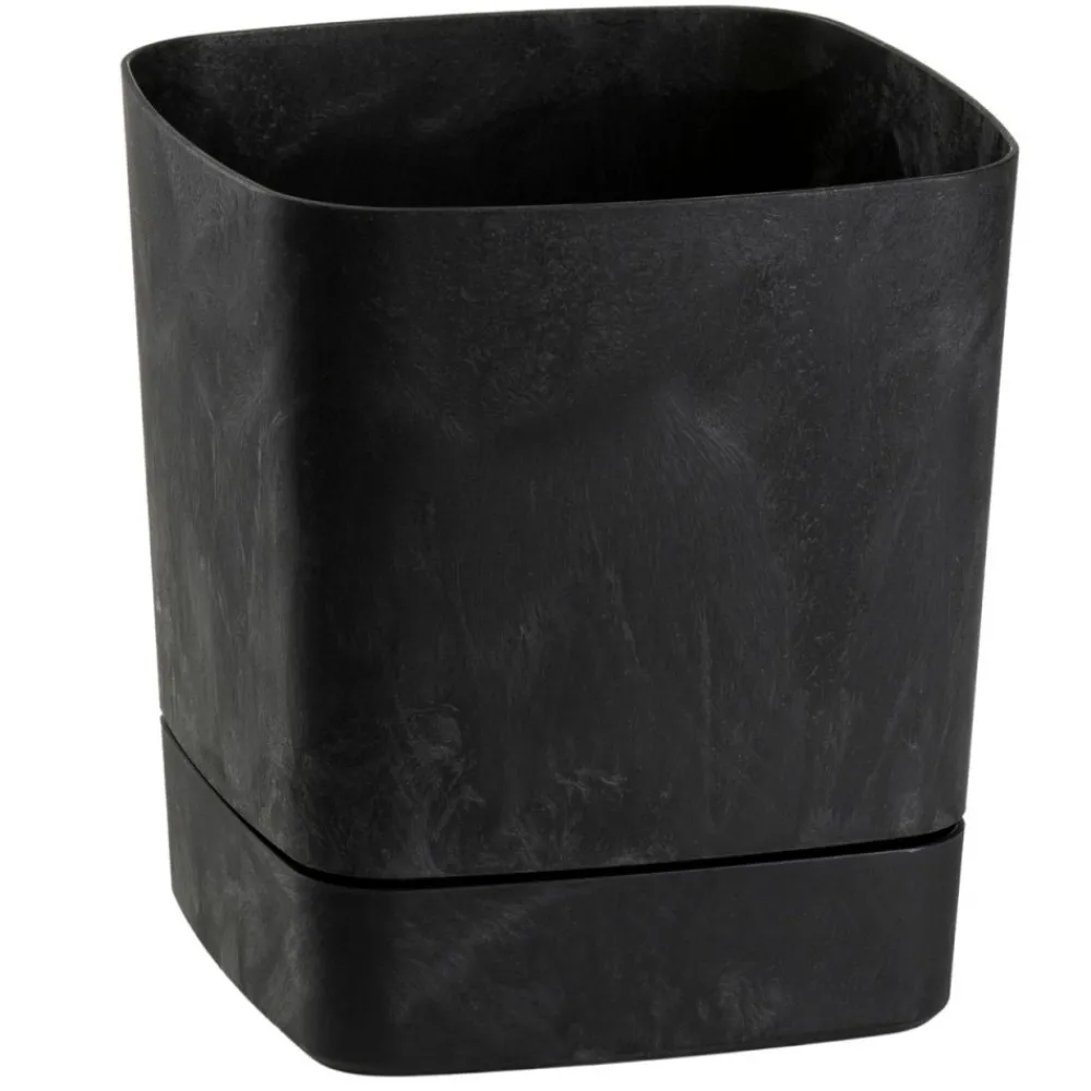 Donica z podstawką CUBI recykling czarny beton 16x16 cm * HowHomely Sale