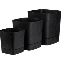 Donica z podstawką CUBI recykling czarny beton 16x16 cm * HowHomely Sale