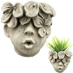 Doniczka głowa z kwiatami h15,5 cm
