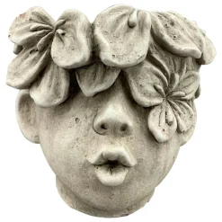 Doniczka głowa z kwiatami h15,5 cm