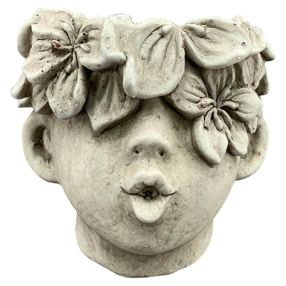 Doniczka głowa z kwiatową koroną h13,5 cm