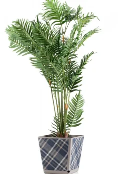 Doniczka Pilea Texelle taupe wzór 1 krata h30x30 cm