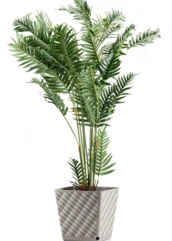 Doniczka Pilea Texelle taupe wzór 2 krata h30x30 cm * HowHomely