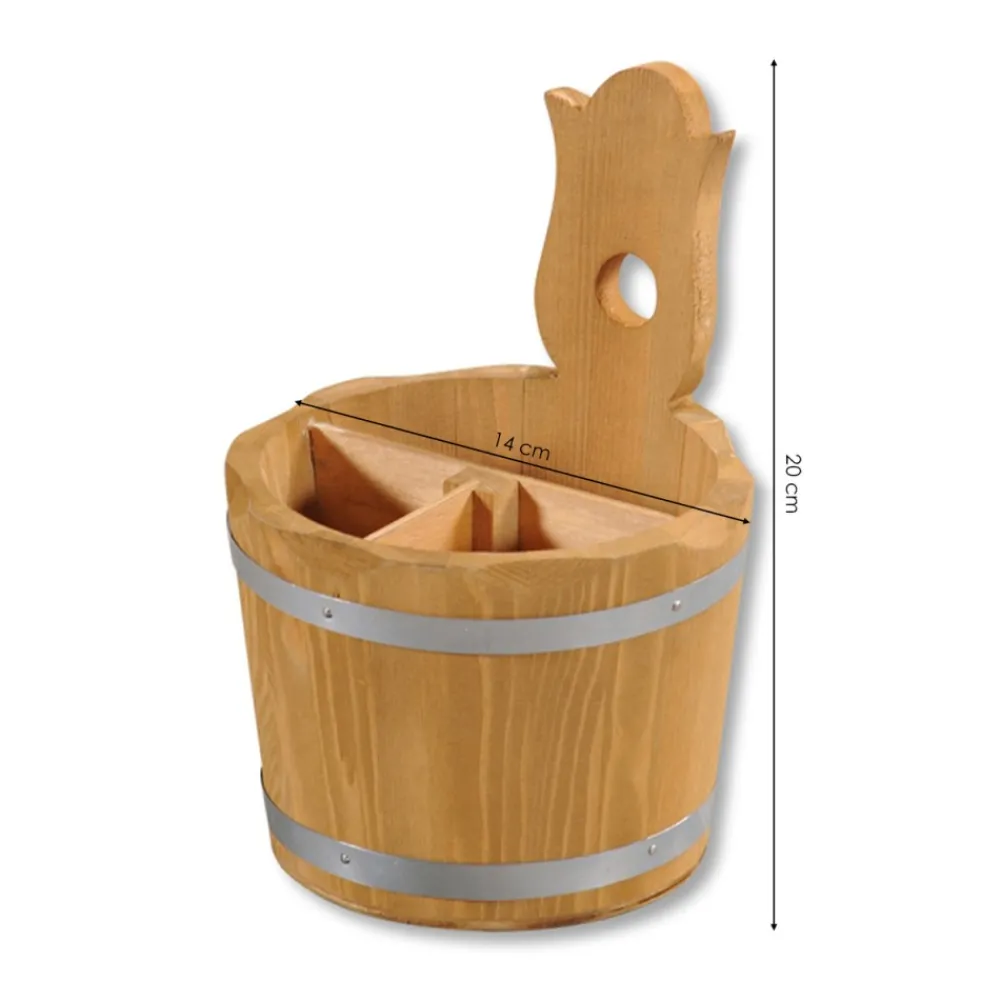 Drewniany organizer na sztućce i serwetki 14xh20 cm * Kesper